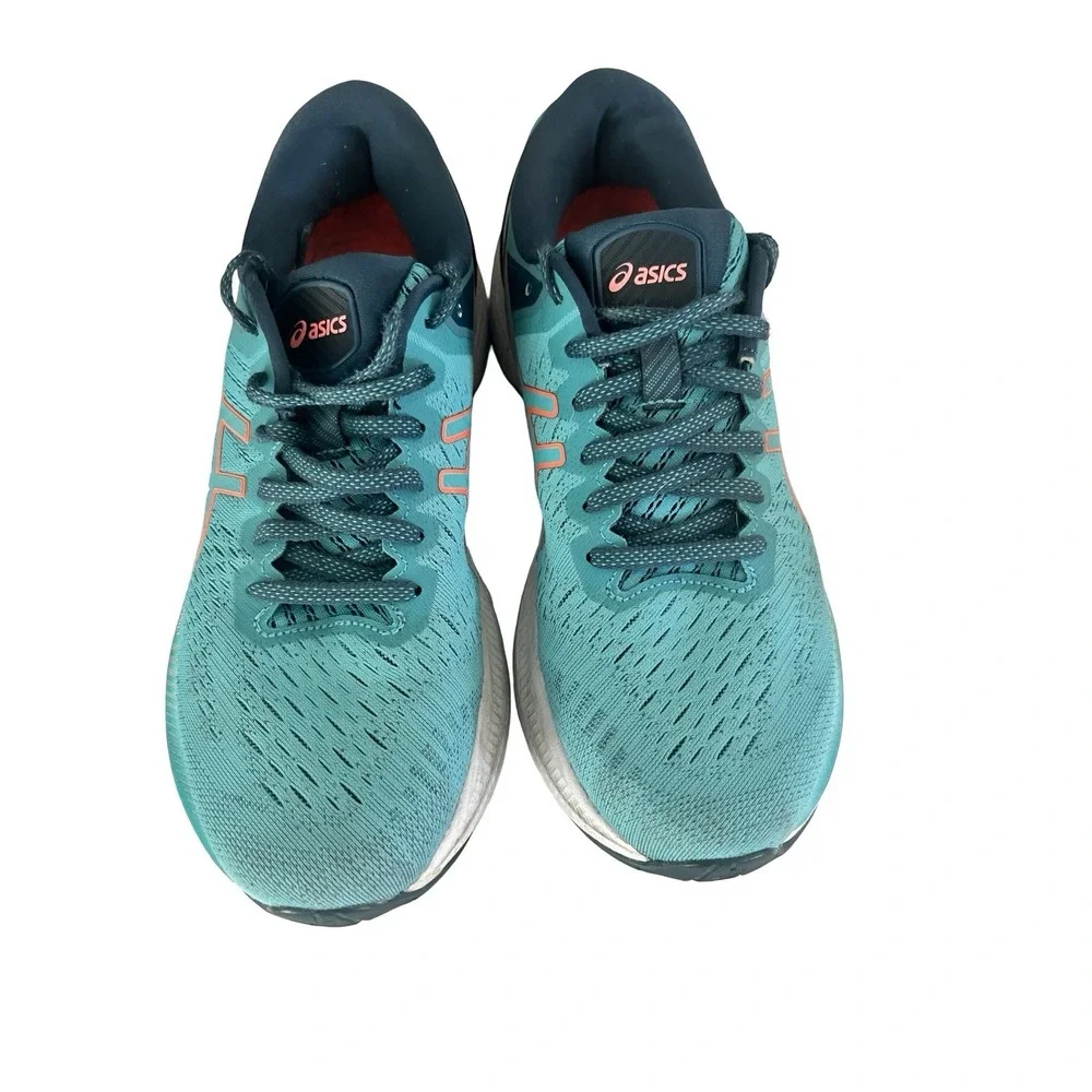 Womens Asics Gel Kayano 27 Running Shoes Size 9.5 Teal Blue Orange 1012A649